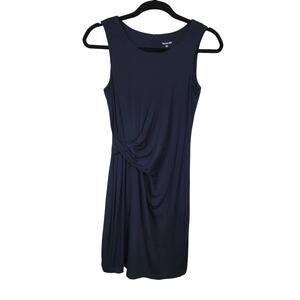 Garnet Hill Women's Ruched Side Sheath Dress Sleeveless Viscose Black Size 2